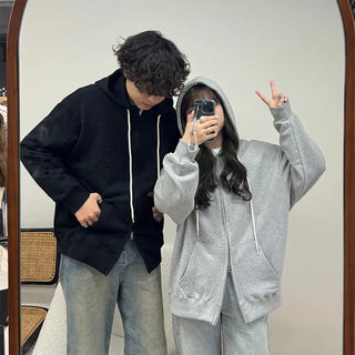 (Unisex) Plain Zip Hoodie