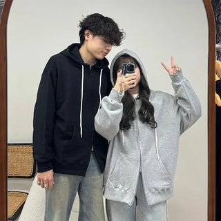 (Unisex) Plain Zip Hoodie