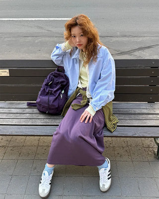 Waist String Sweat Long Skirt