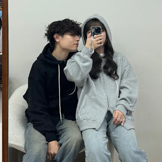 (Unisex) Plain Zip Hoodie