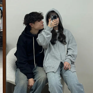 (Unisex) Plain Zip Hoodie