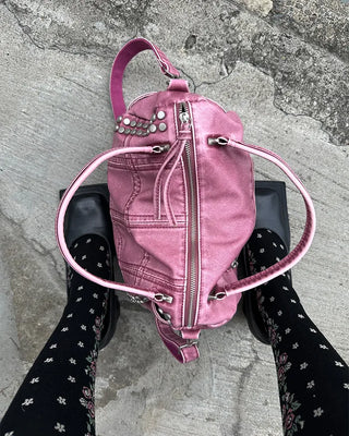 Block stitch double stud 2-way Boston bag