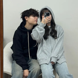 (Unisex) Plain Zip Hoodie
