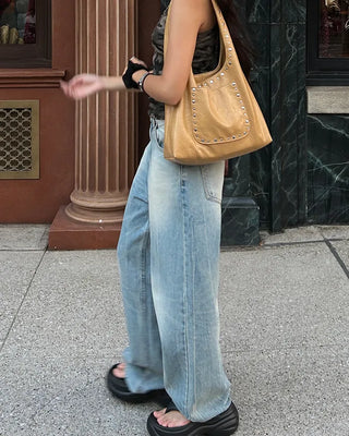 Wing Hip Painted Straight Denim Pants