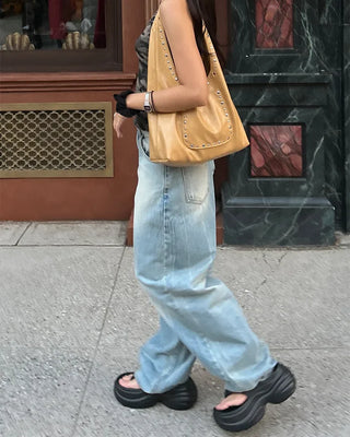 Wing Hip Painted Straight Denim Pants