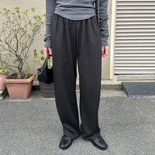 Striped wide-leg easy pants