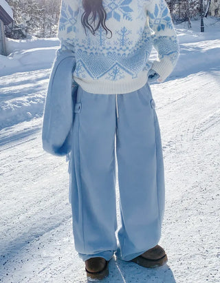 Pleated brushed-back wide-leg pants