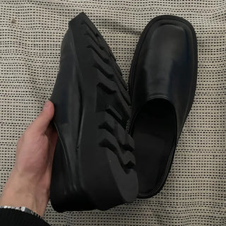 Square-line black loafers