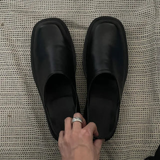 Square-line black loafers