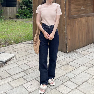Asymmetrical Ribbon Short-Sleeve Knit
