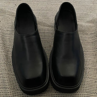 Square-line black loafers