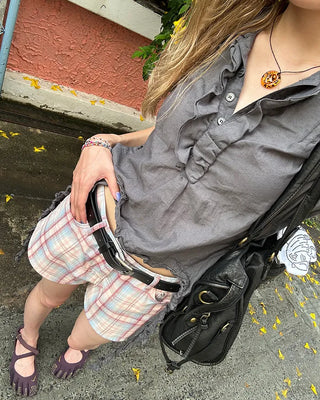 Windowpane check shorts