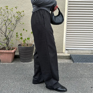 Striped wide-leg easy pants