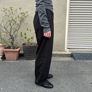 Striped wide-leg easy pants