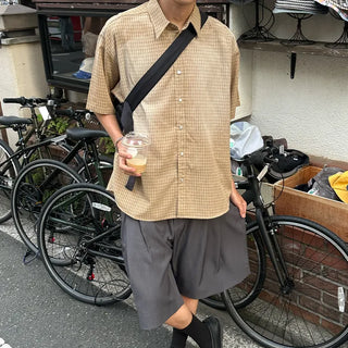 Vintage Wash Check Short-Sleeve Shirt
