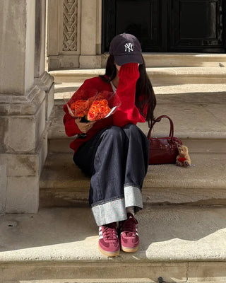 Wide-leg low-rise denim pants