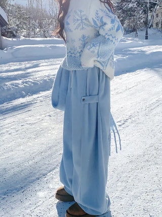 Pleated brushed-back wide-leg pants