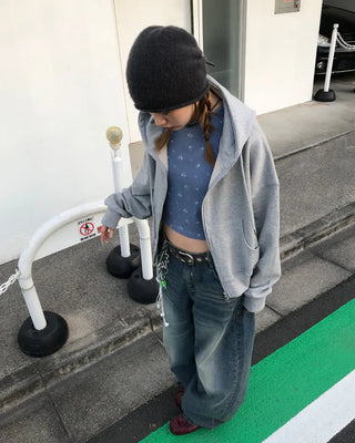 Cropped double-zip hoodie