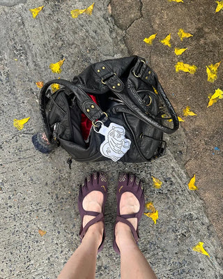 Cable Line Leather Square Boston Bag