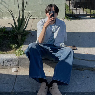 Balloon denim pants
