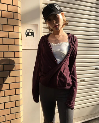 Drape Surplice Long Sleeve Top