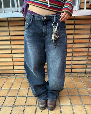 Natural Wash Rib Wide Denim Pants
