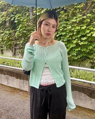 Rayon Mix Rib Summer Cardigan