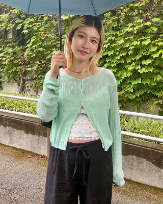 Rayon Mix Rib Summer Cardigan