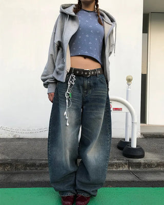 Cropped double-zip hoodie