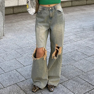Vintage wide-leg denim pants