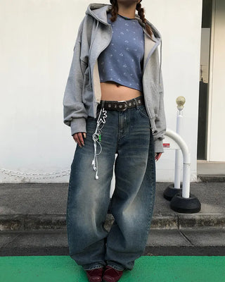 Cropped double-zip hoodie