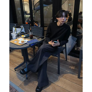 Rib-knit round t-shirt