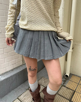 Pleated micro mini skirt pants