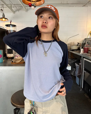 Raglan Shoulder Ribbed Long T-Shirt
