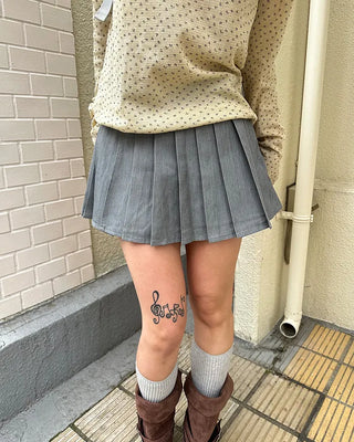 Pleated micro mini skirt pants