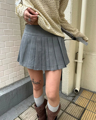 Pleated micro mini skirt pants