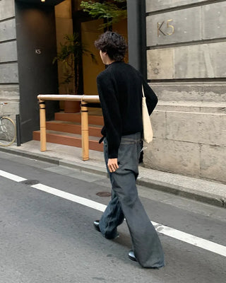Side Button Neck Point Knit