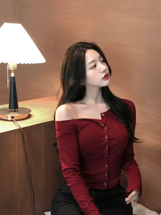 One-shoulder shirred T-shirt