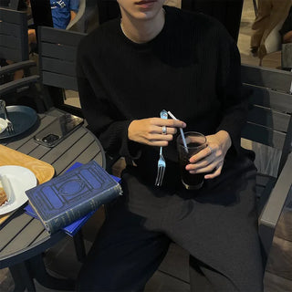 Rib-knit round t-shirt