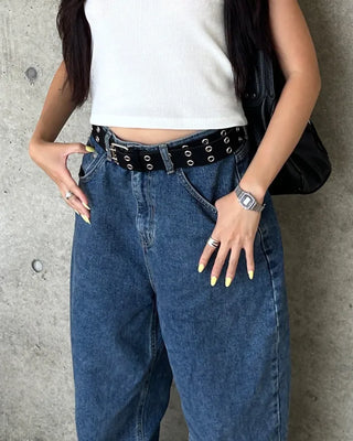 Suede double eyelet belt
