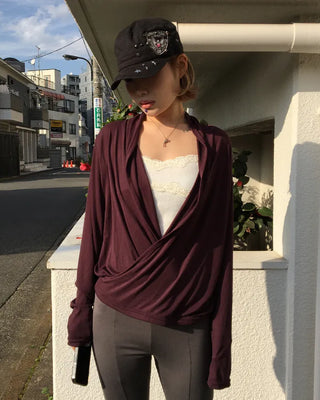 Drape Surplice Long Sleeve Top