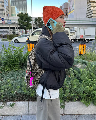 Leopard pattern backpack with zip pockets