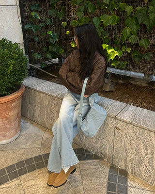 Whiskered Wash Wide Denim Pants