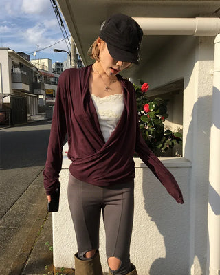 Drape Surplice Long Sleeve Top