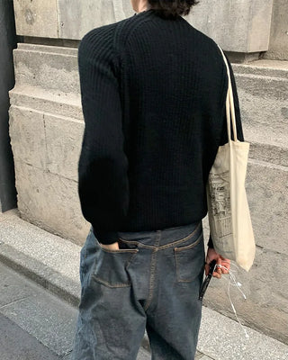 Side Button Neck Point Knit