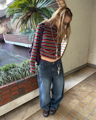 Natural Wash Rib Wide Denim Pants