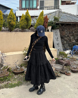 Lace frill maxi skirt