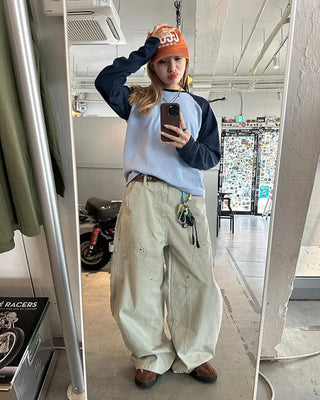 (Unisex) Double Knee Carpenter Balloon Pants