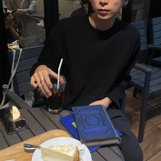Rib-knit round t-shirt
