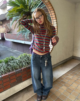 Natural Wash Rib Wide Denim Pants
